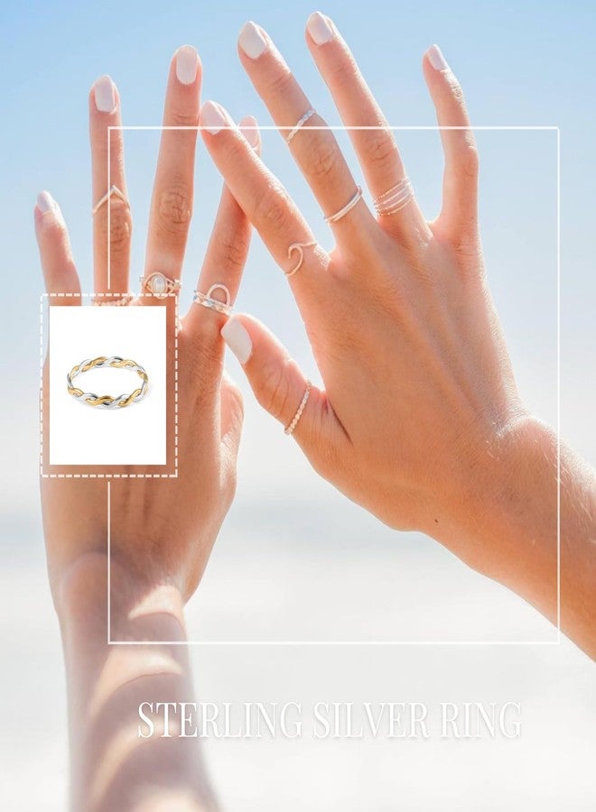 Handmade Studio Harmony Braided Stacking Ring | Silver and Gold Statement Ring | Silver and Gold-Filled for Women | Simple and Elegant | Minimalist Jewelry | Waterproof Everyday Wear | Stacking Rings | Handmade (8) - Image 3